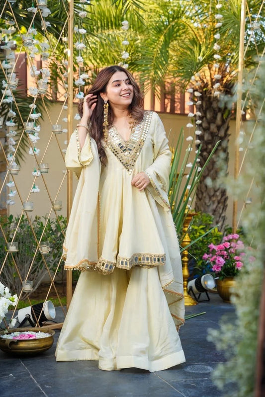 Alia Cut Kediya Style Kurti with Plazzo and Dupatta Set