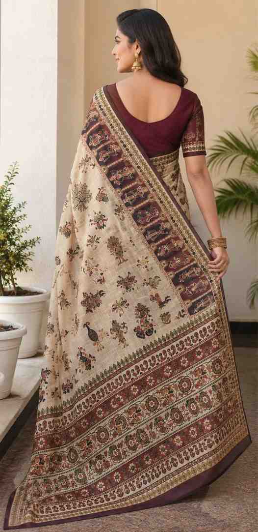 Premium Handprinted Silk Saree