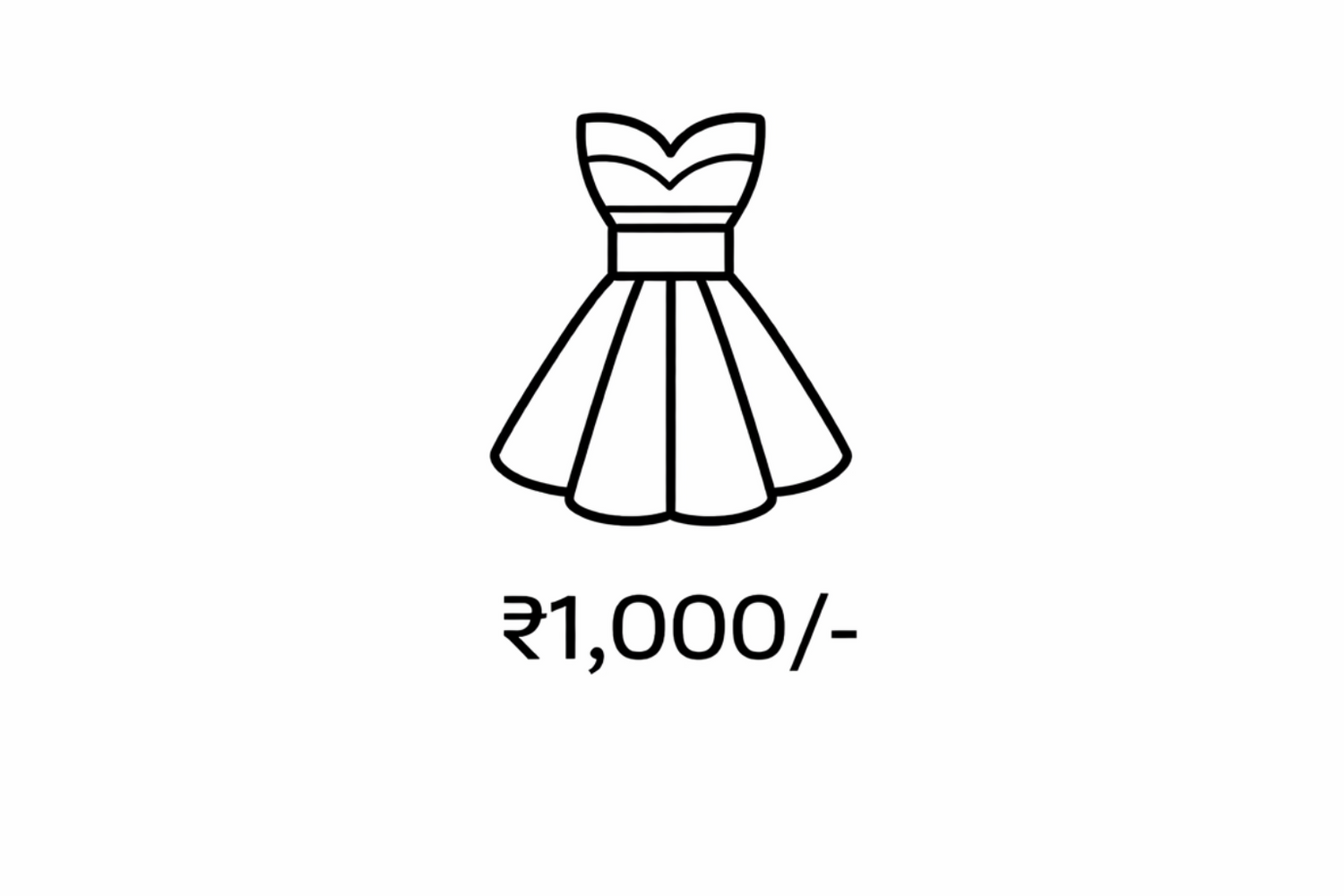 Dress icon with price ₹1,000 on a white background