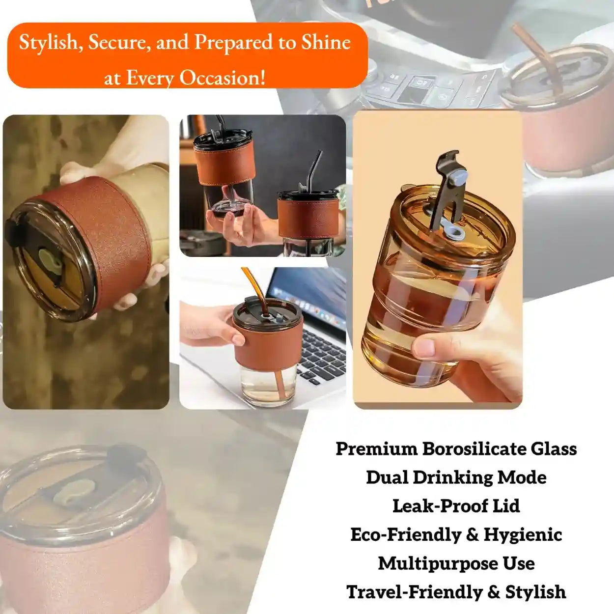 stainless steel chopping board with glass tumbler combo kitchen and travel cup set