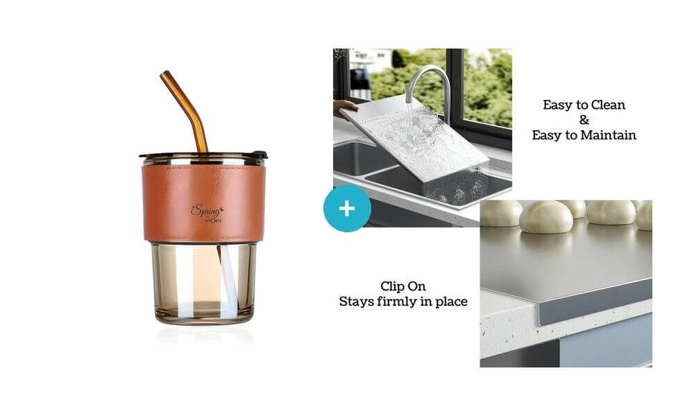stainless steel chopping board with glass tumbler combo kitchen and travel cup set