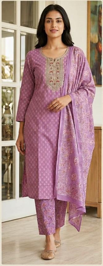 Cotton 3 Piece Kurta Set for Women soft breathable daily wear outfit