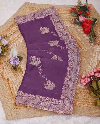 Devi womens georgette saree with embroidery mirror and swarovski work festive wear
