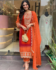 Multicoloured bandhni print with mirror work and print lace Kurta Set