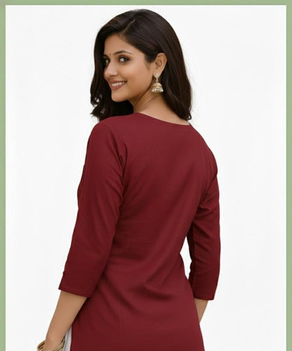 Chikankari floral short kurta side profile view