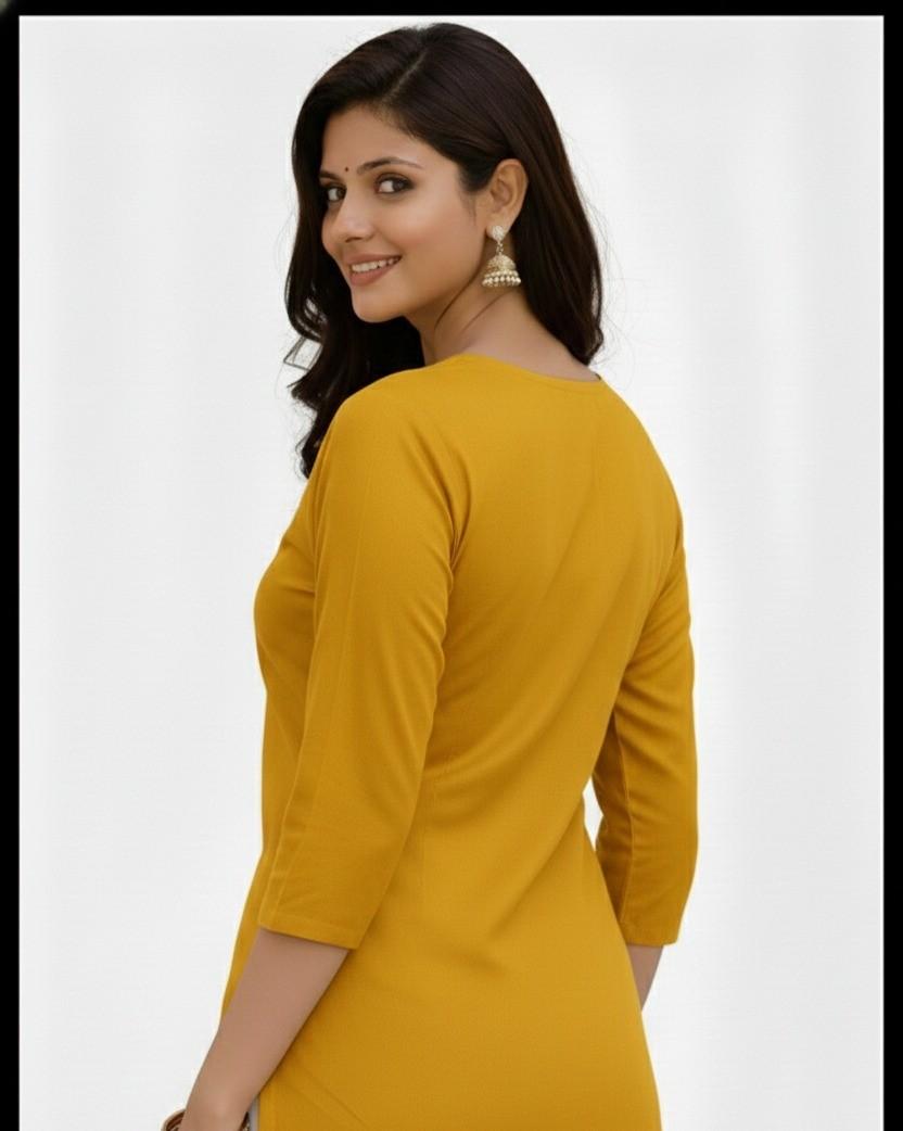 Chikankari floral short kurta side profile design