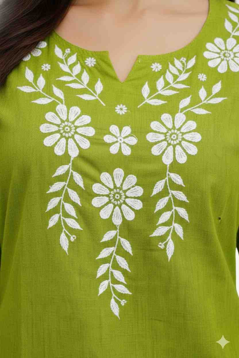 women chikankari short kurta cotton embroidered floral kurta