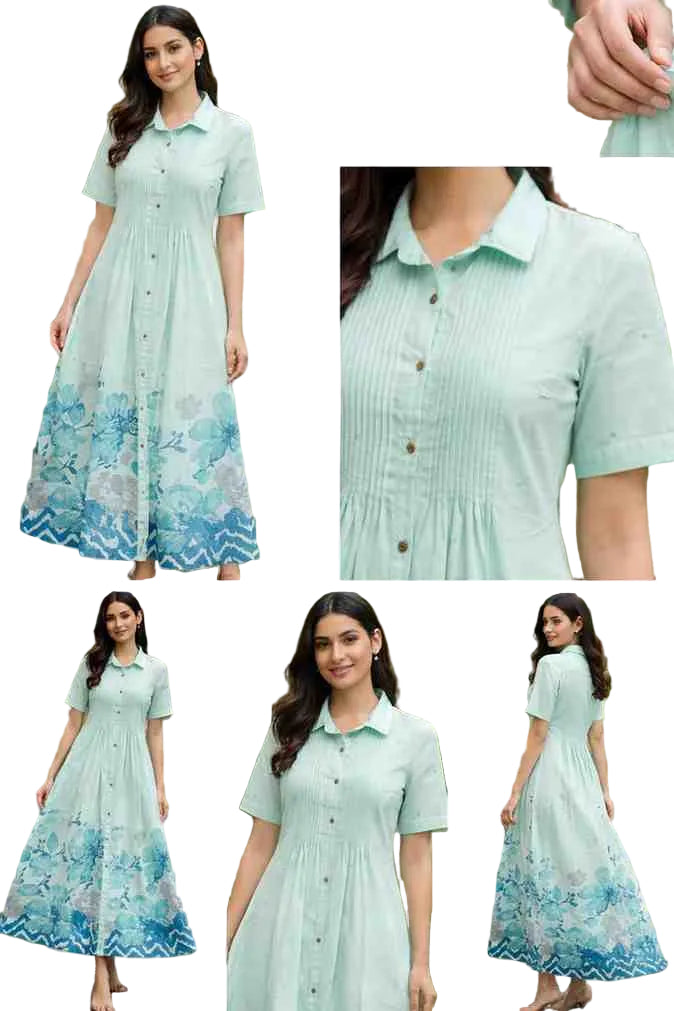 Elegant floral print maxi dress cotton summer outfit
