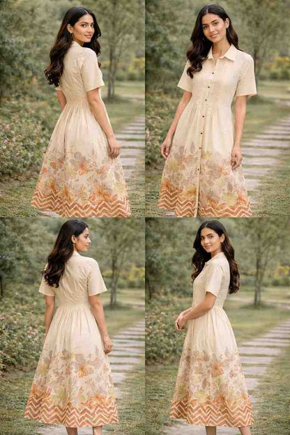 Elegant floral print maxi dress cotton summer outfit indiya Se