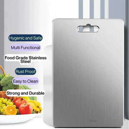 LA' FORTE Premium Combo - 5-Piece Metal Knife Set with Metal Block & Stainless Steel Chopping Board (31 cm x 20.5 cm)