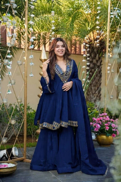 Alia Cut Kediya Style Kurti with Plazzo and Dupatta Set