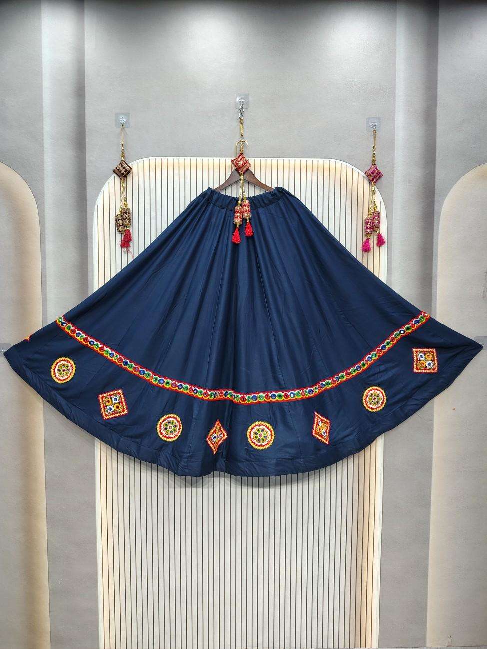 Pure cotton rayon chaniya with gamthi lace navratri lehenga