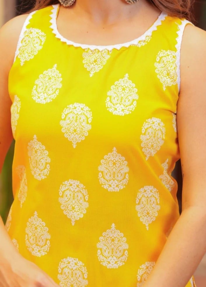 Yellow Sleeveless Kurta