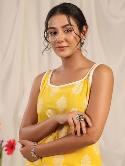 Yellow Sleeveless Kurta