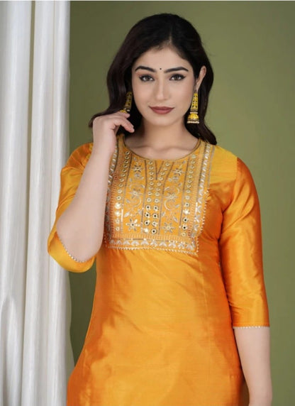 Premium Rayon Embroidered Kurta Pant Set for Women