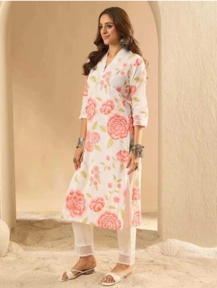 White Floral Designer Kurta