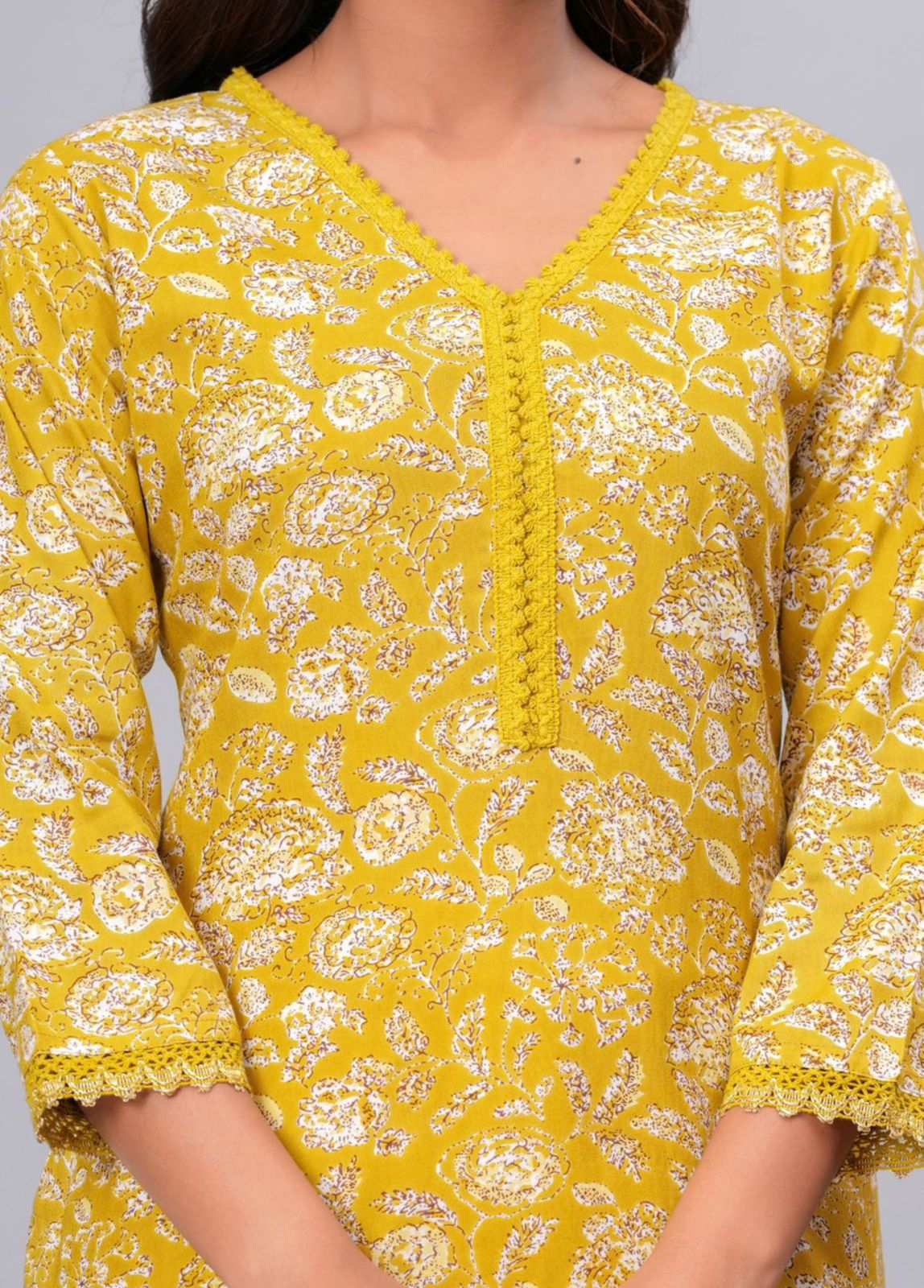 Yellow Elegant Printed Kurta