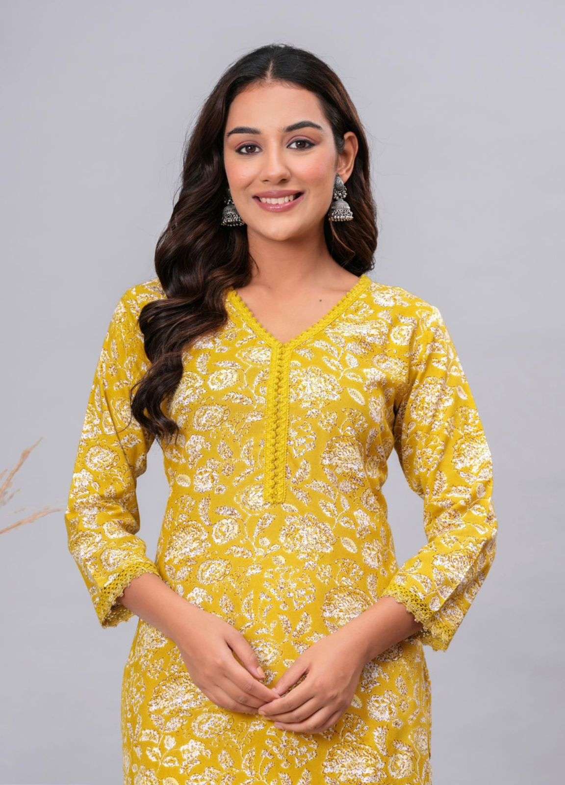 Yellow Elegant Printed Kurta