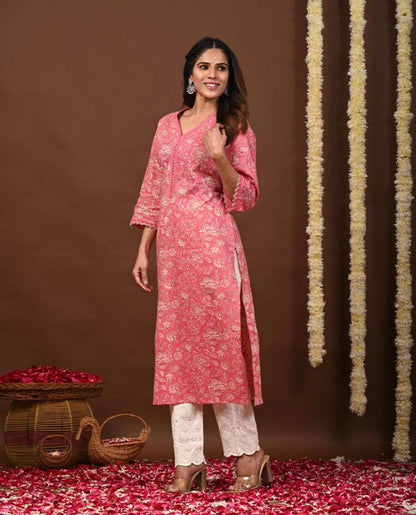 Pink Classy Printed Kurta