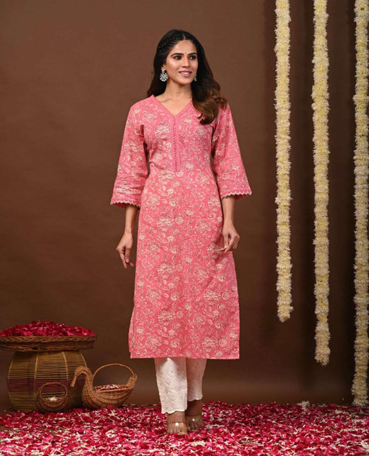 Pink Classy Printed Kurta