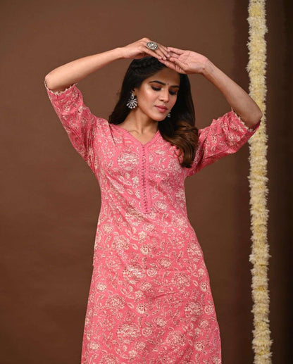 Pink Classy Printed Kurta