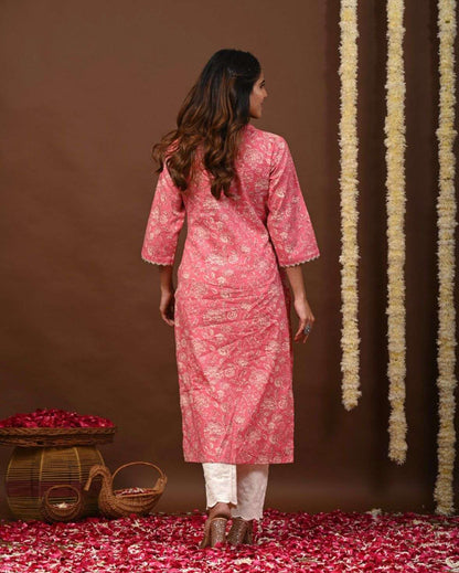 Pink Classy Printed Kurta