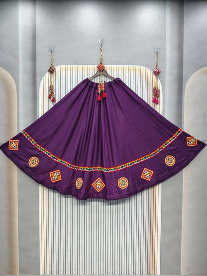 Pure cotton rayon chaniya with gamthi lace navratri lehenga