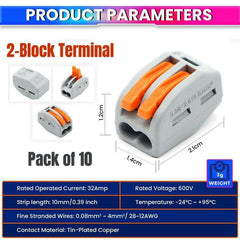 PCT-212 Joint Conductor | Splicing Wire Jointer | Cable Conductor Clamp | Wire Connector (Grey, Orange)