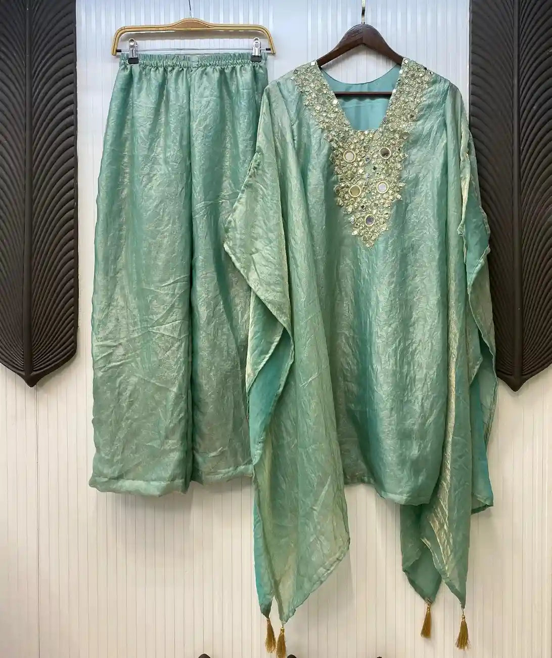 Designer Real Mirror Work Kaftan Cord Set Outfit