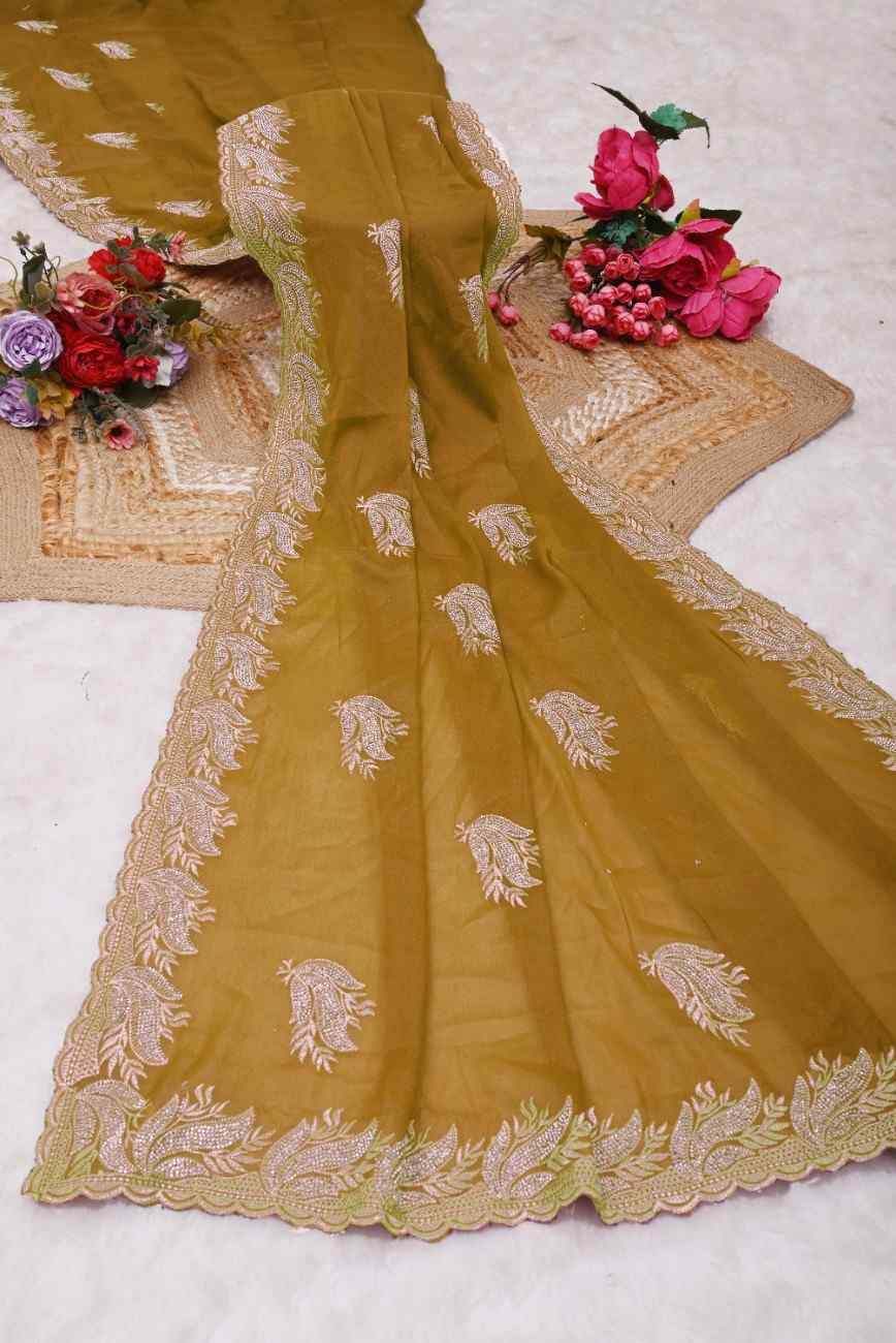 Khodal Fashion Kavya Luxury Embroidered Georgette Saree with Mirror Work Khodal Fashion