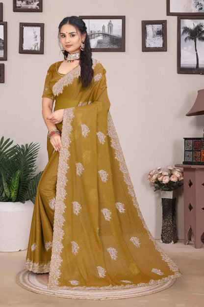Khodal Fashion Kavya Luxury Embroidered Georgette Saree with Mirror Work Khodal Fashion