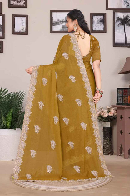 Khodal Fashion Kavya Luxury Embroidered Georgette Saree with Mirror Work Khodal Fashion