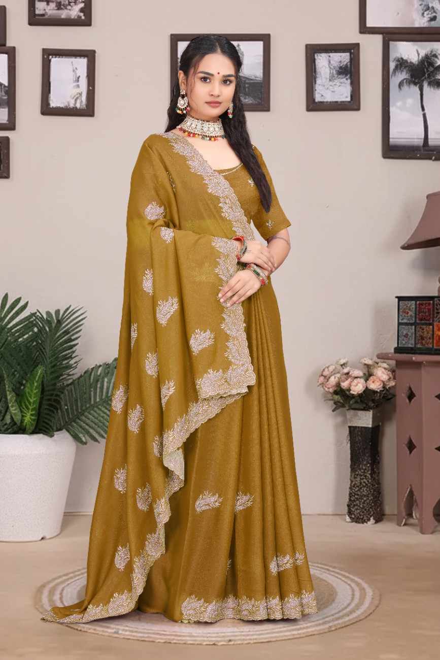 Khodal Fashion Kavya Luxury Embroidered Georgette Saree with Mirror Work Khodal Fashion