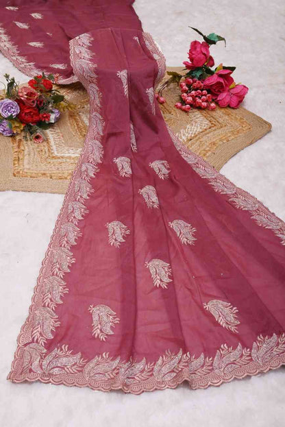 Khodal Fashion Kavya Luxury Embroidered Georgette Saree with Mirror Work Khodal Fashion