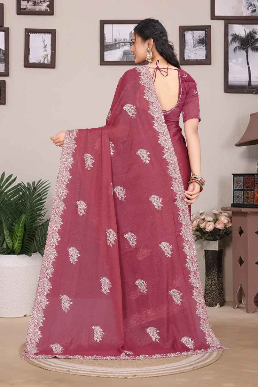 Khodal Fashion Kavya Luxury Embroidered Georgette Saree with Mirror Work Khodal Fashion