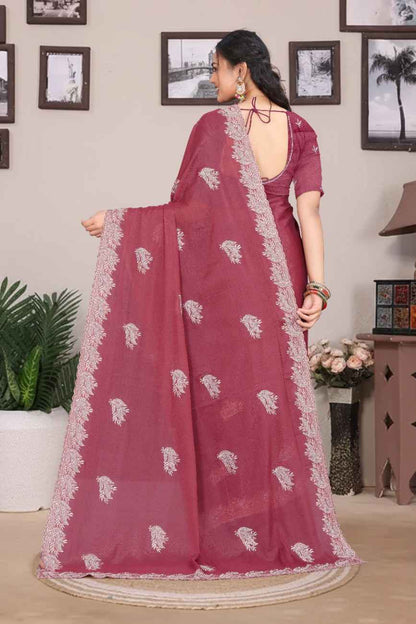 Khodal Fashion Kavya Luxury Embroidered Georgette Saree with Mirror Work Khodal Fashion