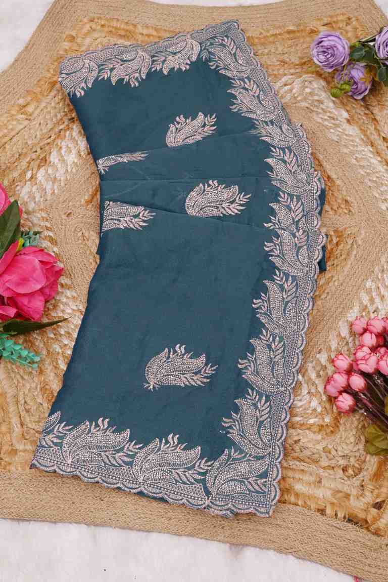 khodal fashion kavya georgette saree with embroidery and mirror work festive wear