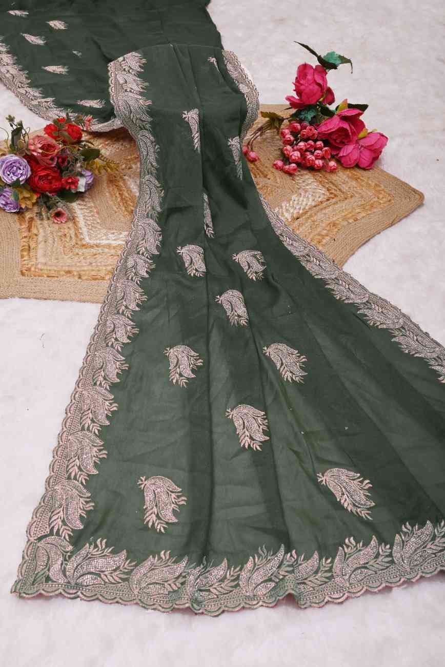 khodal fashion kavya georgette saree with embroidery and mirror work festive wear