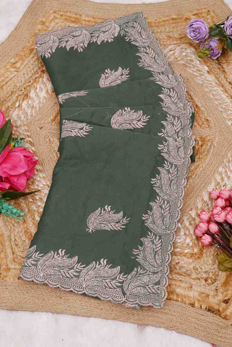 khodal fashion kavya georgette saree with embroidery and mirror work festive wear