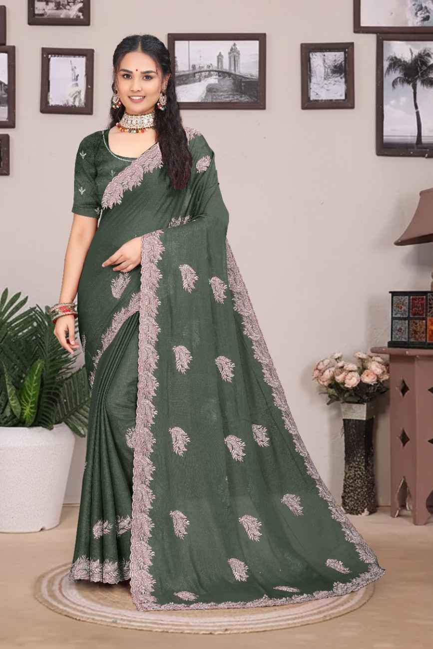 khodal fashion kavya georgette saree with embroidery and mirror work festive wear