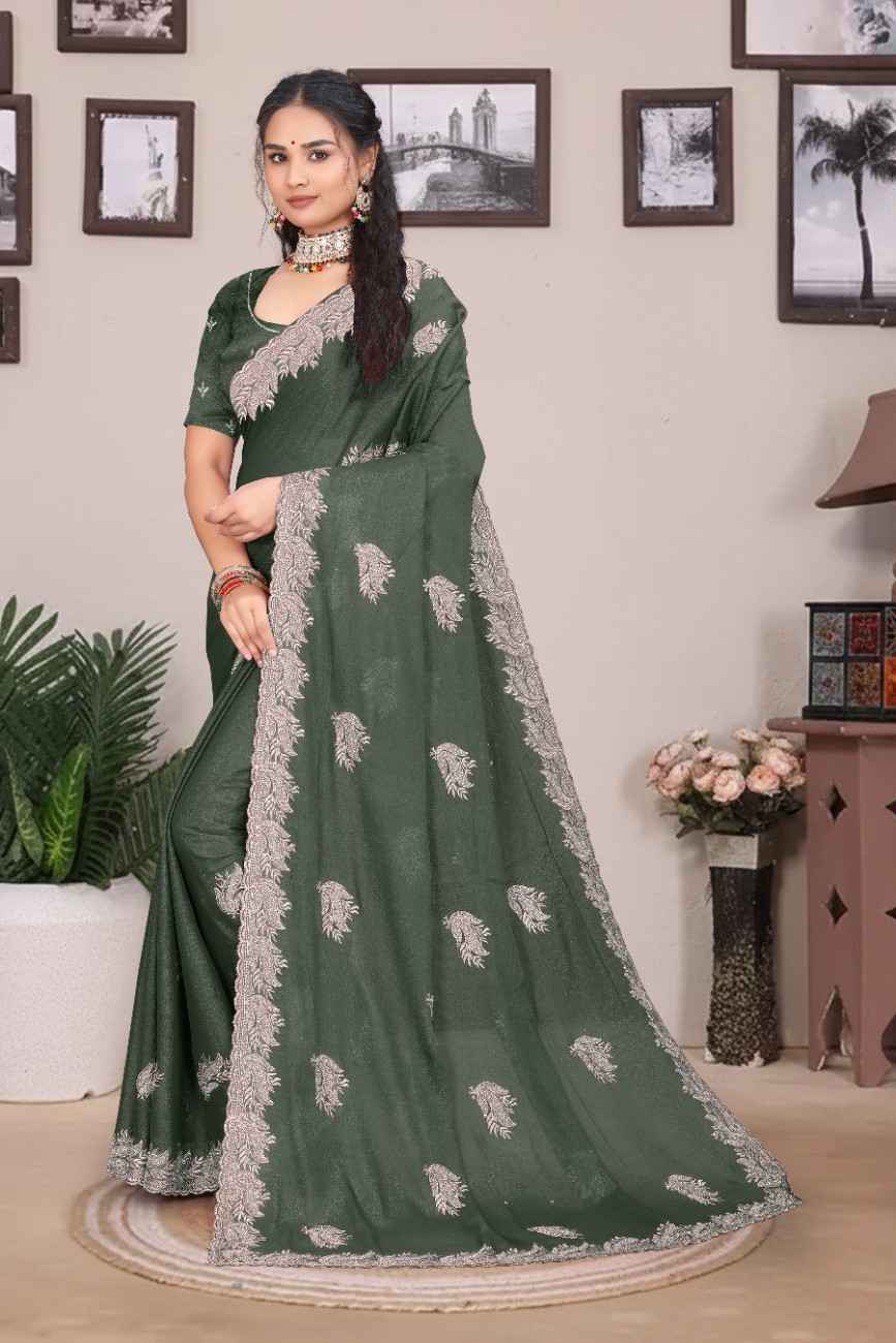 khodal fashion kavya georgette saree with embroidery and mirror work festive wear