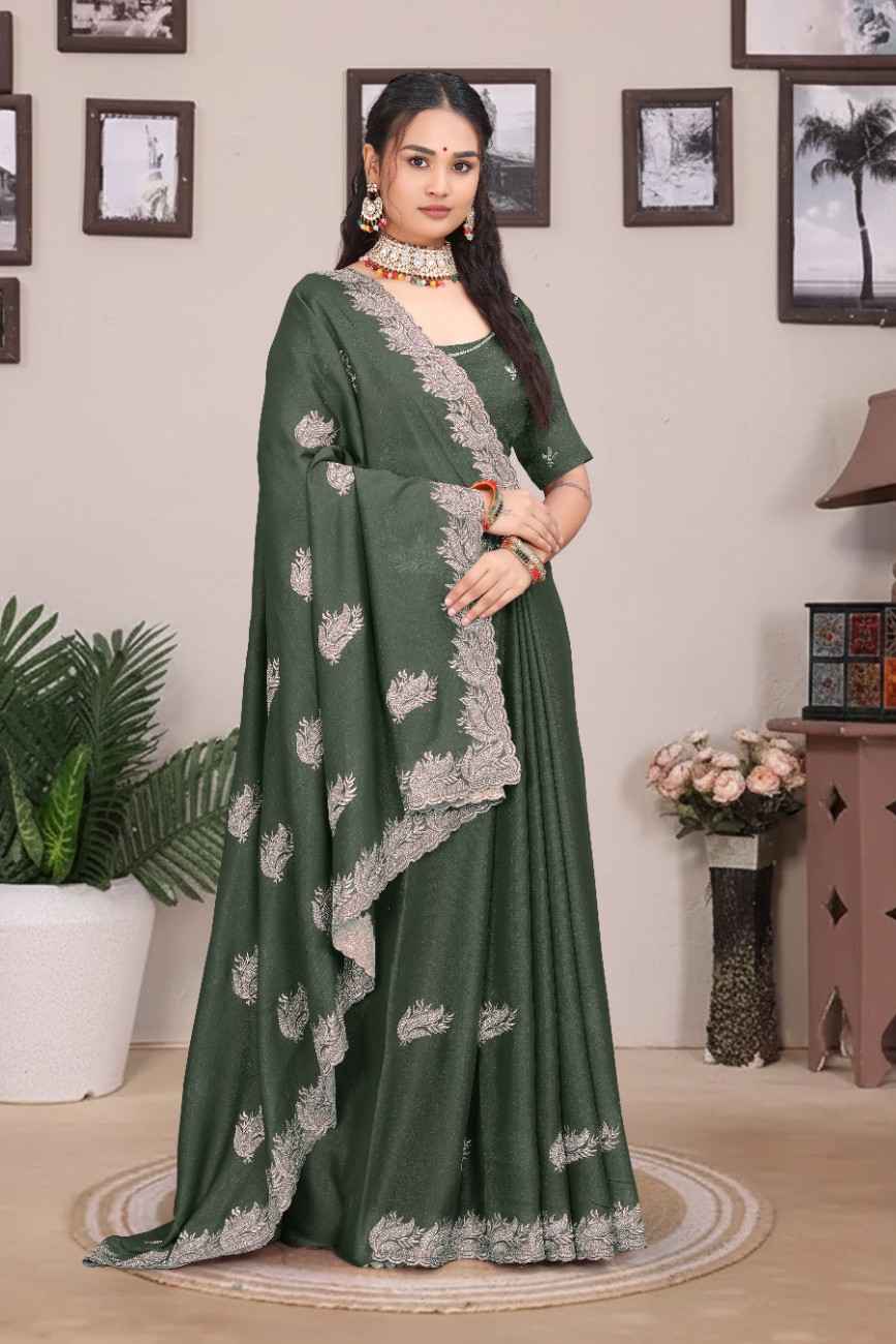 khodal fashion kavya georgette saree with embroidery and mirror work festive wear