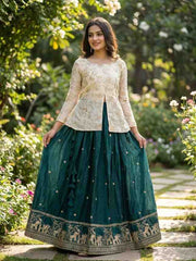 Fendy Silk Lehenga with Pipe & Zari Embroidery Work