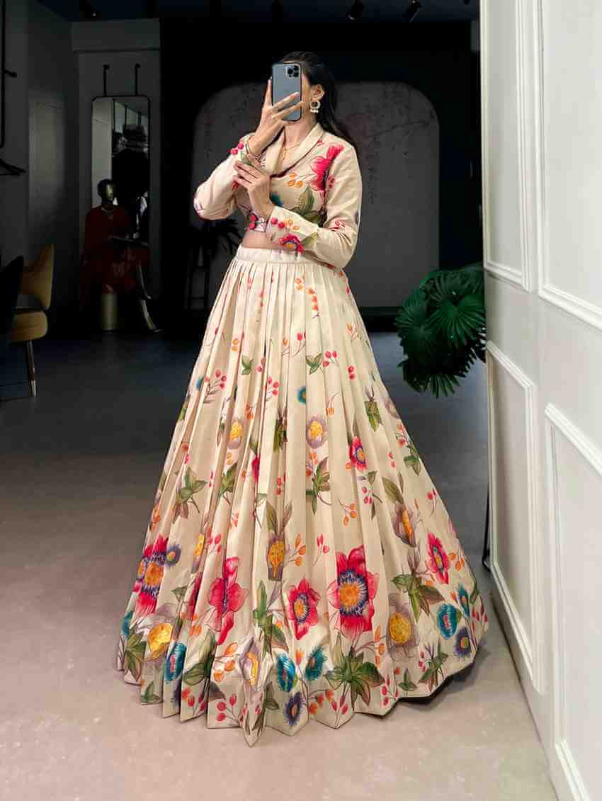 Women’s festive floral print lehenga set