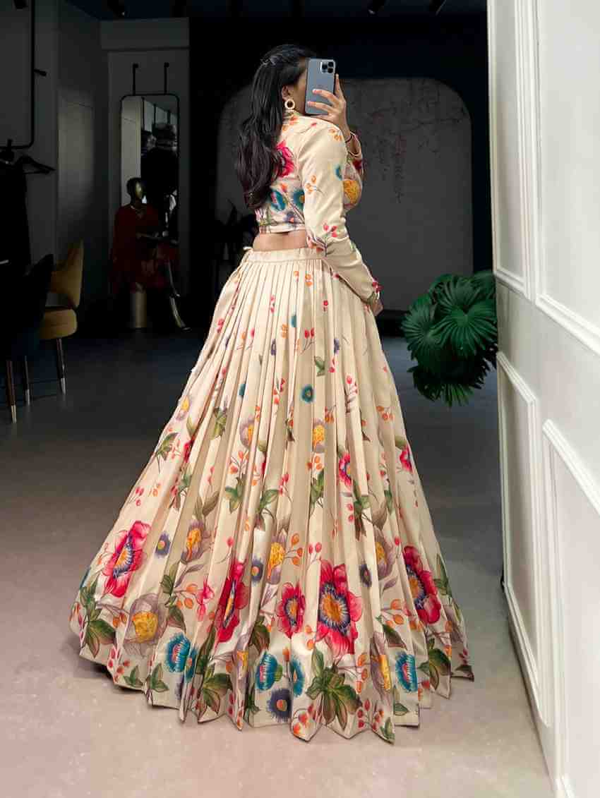 Women’s floral lehenga choli with stitched blouse