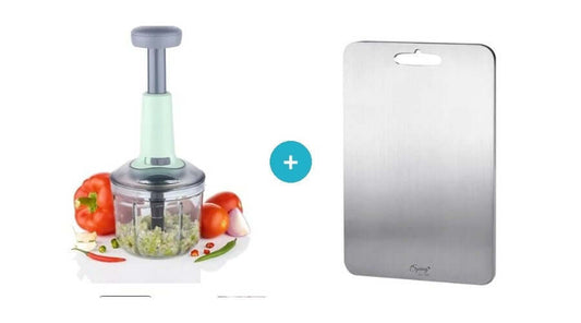 LA FORTE chopping board with hand push chopper combo kitchen cutting tools set