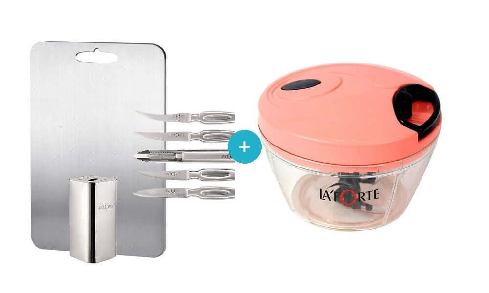 LA FORTE mini chopper with knife set and chopping board combo kitchen tools set