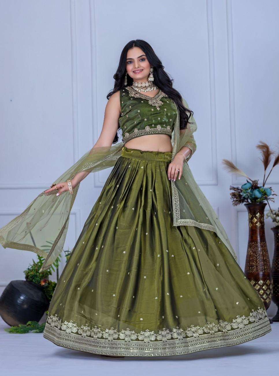 Designer stitched lehenga jimmy choo embroidery sequence wedding wear
