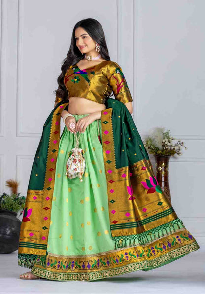 Jaquard Lichi Silk Stitched Zari Weaving Lehenga Set