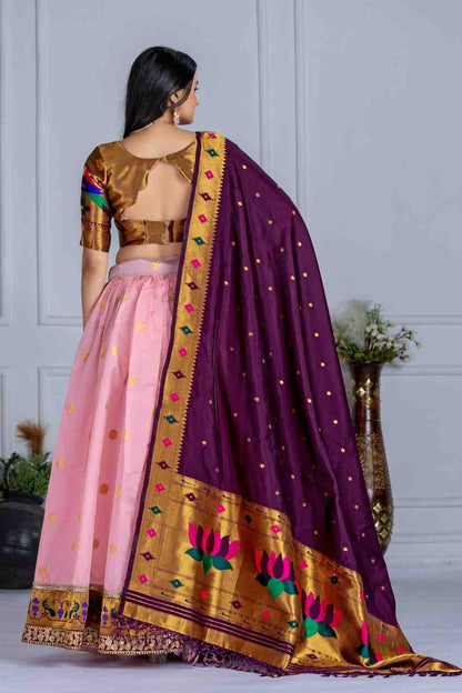 Jaquard Lichi Silk Stitched Zari Weaving Lehenga Set